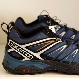 Salomon X Ultra 3 Low Hiking Shoes Men Dark Denim Black Cumin Breathable US 9